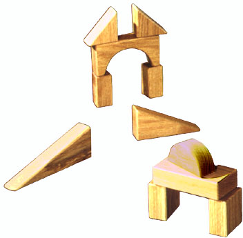 Wooden Unit Blocks of Red Oak Wood